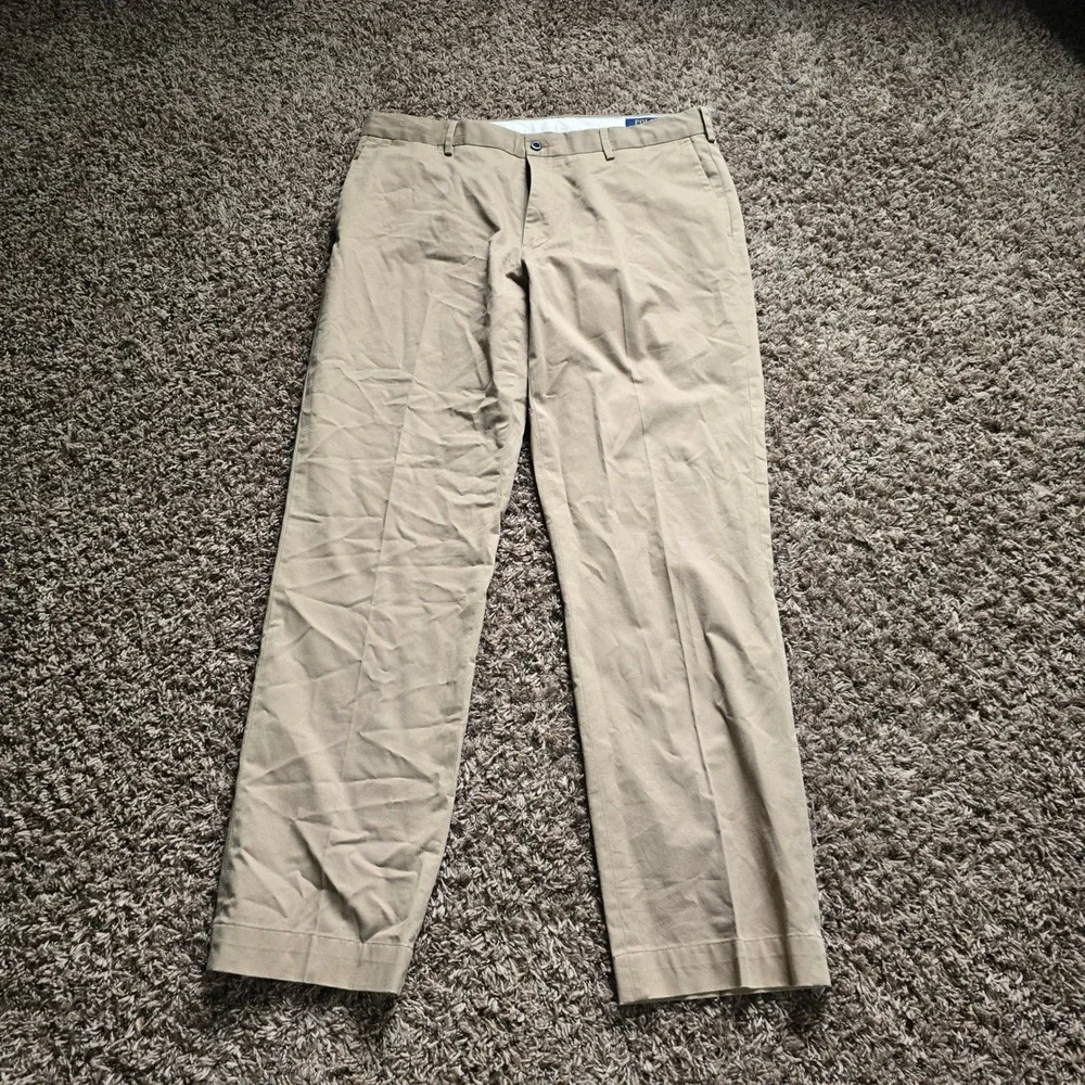Polo Ralph Lauren Chino Pants Mens 36x32 Tan Stretch Classic Fit Flat Front